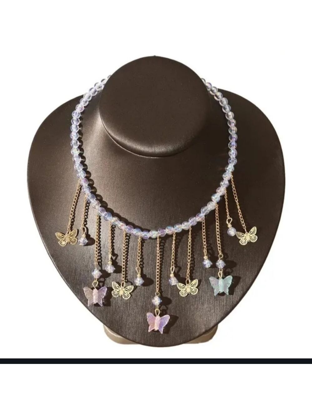 NWT Boho Beautiful Iridescent Multi Colored Butterfly Necklace!